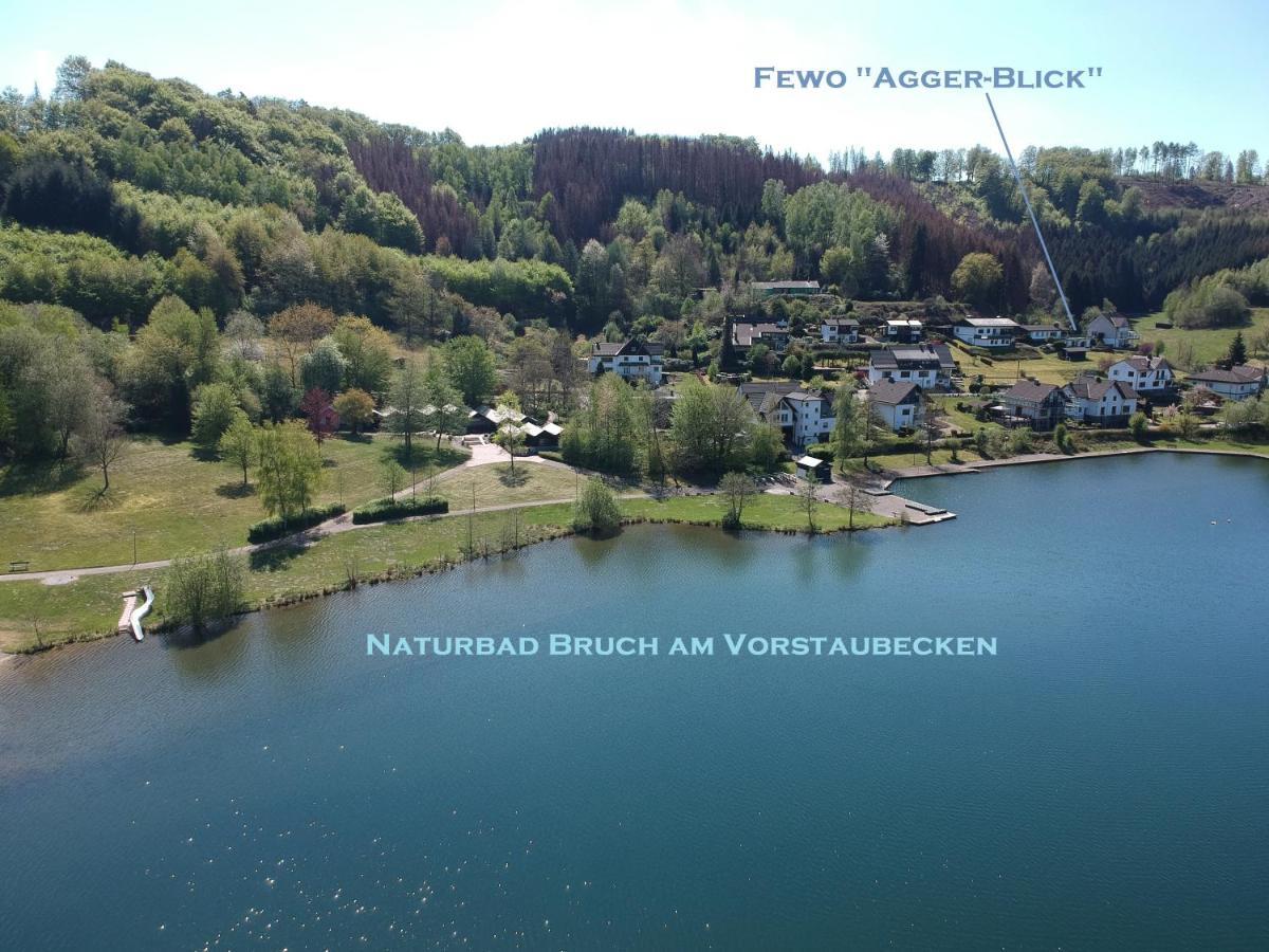 Seeblick-Ferienwohnung Im "Ferienhaus Agger-Blick" Mit Traumhafter Sonnen-Terrasse, Sauna, E-Kamin & Kajak กุมเมอร์สบาค ภายนอก รูปภาพ